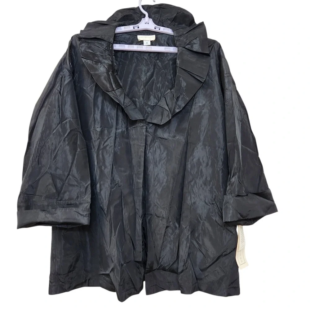 Vintage 1980s Scott McClintock Black Evening Jacket NOS Deadstock Ruffle Collar - Picture 1 of 14